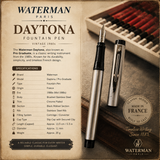 Waterman Daytona Vintage Fountain Pen – Brushed Stainless Steel | Chrome Trim