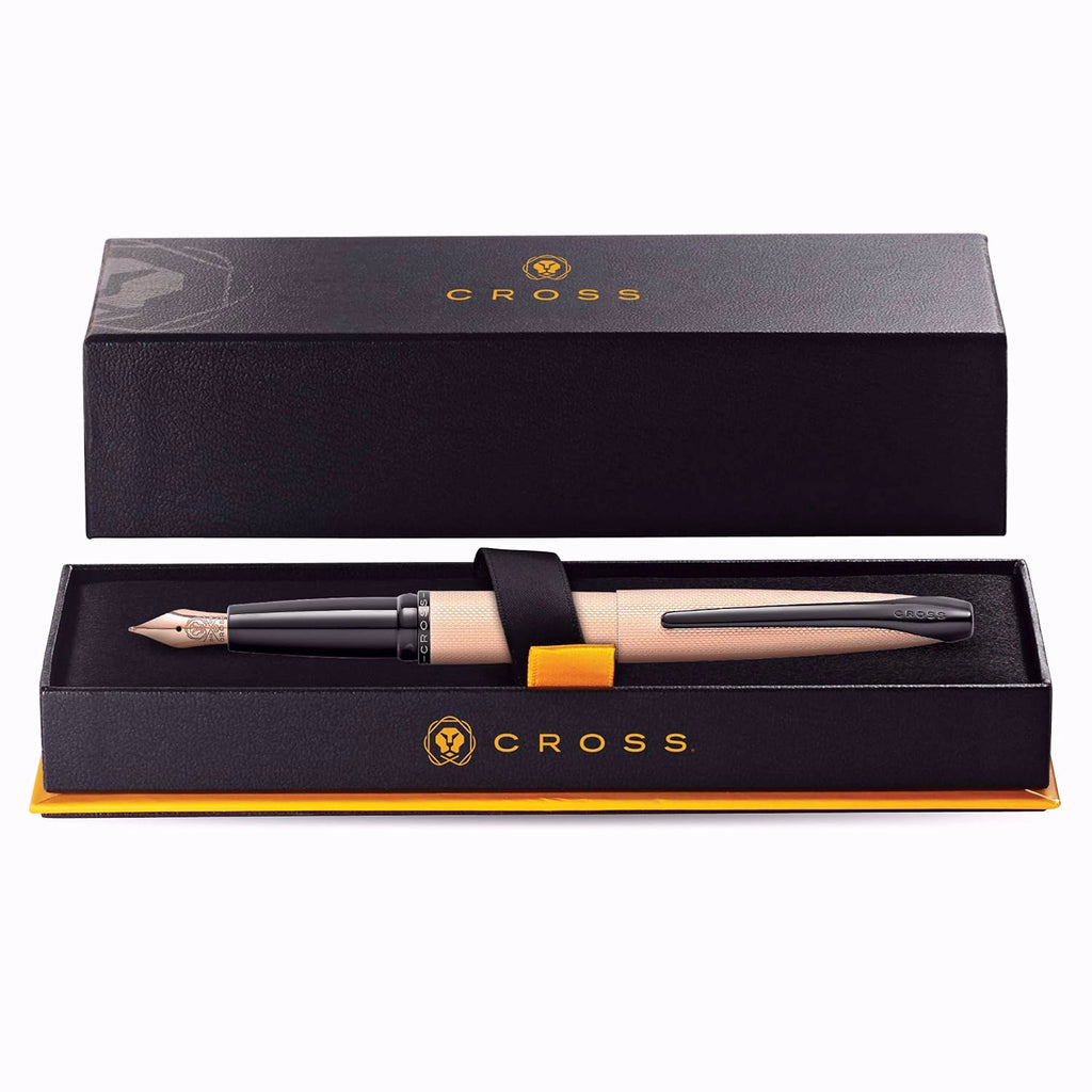 Cross ATX Brushed Rose Gold PVD Fountain Pen – Etched Diamond Pattern | 886-42