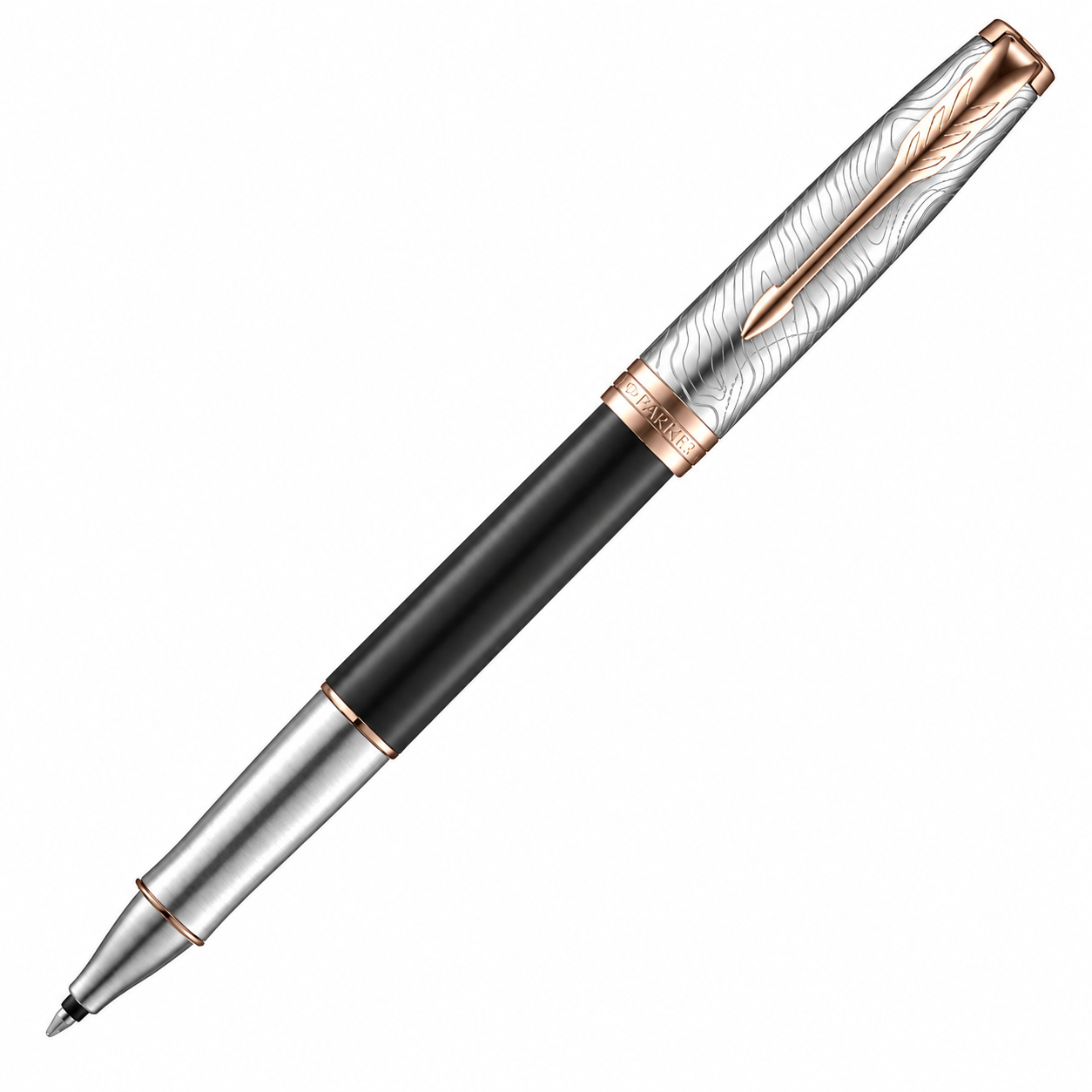Parker Sonnet Grey Pink PGT 18K Strata Rollerball Pen