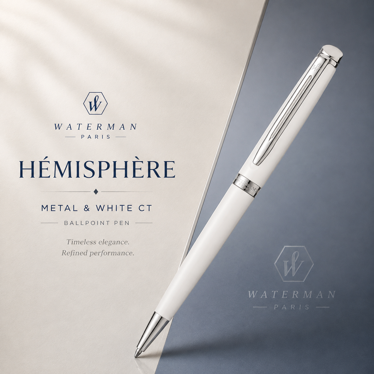 Waterman Hémisphère Ballpoint Pen – White Lacquer CT