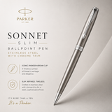 Parker Sonnet Slim Ballpoint Pen – Stainless Steel with Chrome Trim
