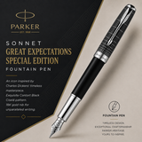 Parker Sonnet Great Expectations Special Edition Contort Black Ciselé CT Fountain Pen – 18K Gold Nib