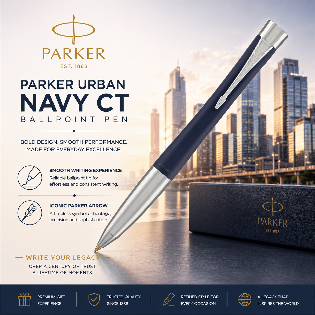 Parker Urban Metal Series Navy CT Ballpoint Pen