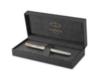 Parker Sonnet Stainless Steel GT Fountain Pen – Medium Nib & 23K Gold-Plated Trim