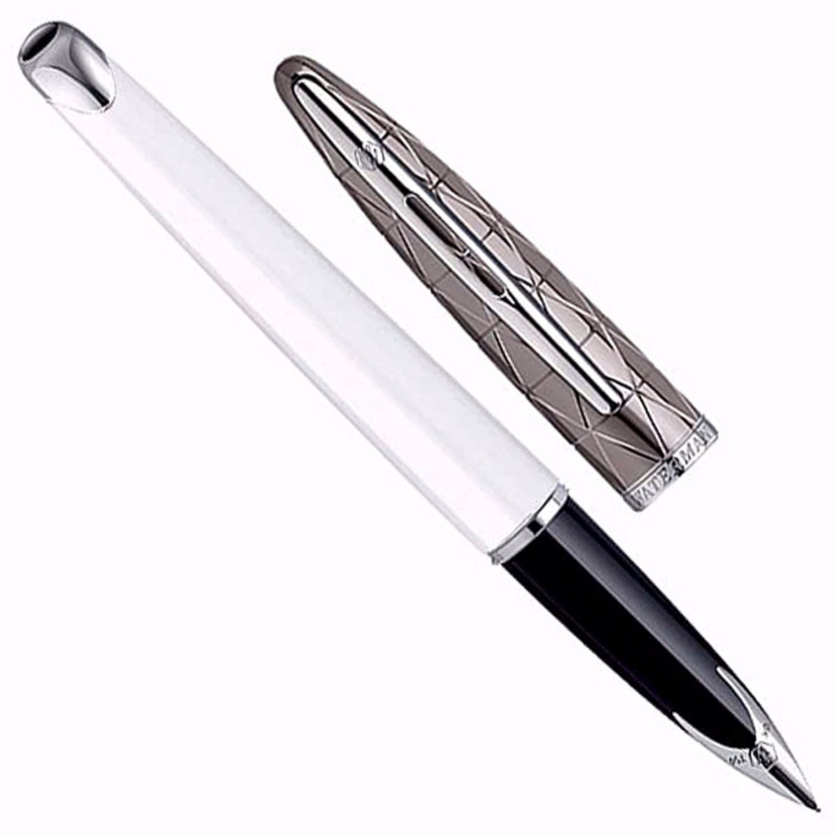 Waterman Carène Fountain Pen – Contemporary White with Chrome Trim (18K Gold Nib)