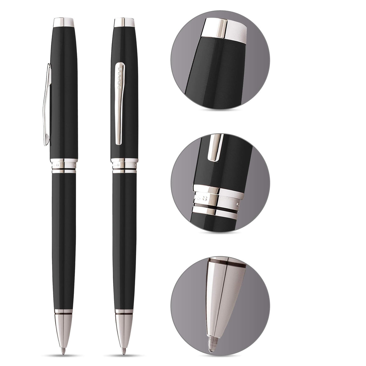 Cross Coventry Black Ballpoint Pen – Chrome-Tone Trim (AT0662-6)