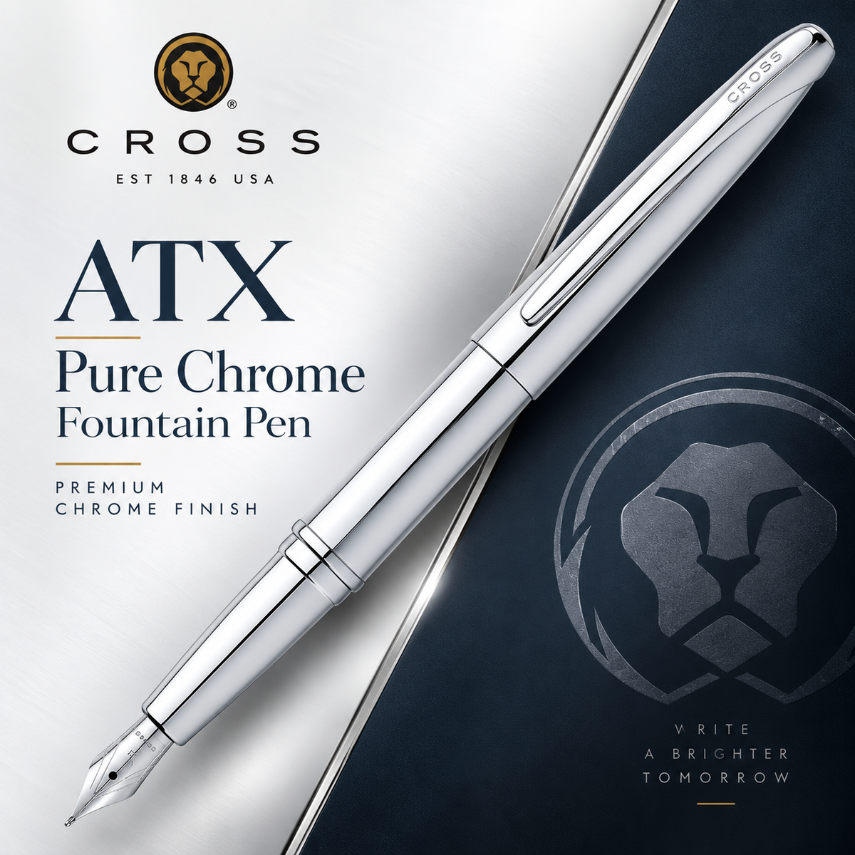Cross ATX Pure Chrome Fountain Pen – Premium Chrome Finish | 886-2
