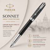 Parker Sonnet Great Expectations Special Edition Contort Black Ciselé CT Fountain Pen – 18K Gold Nib