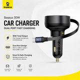 Baseus 30W Car Charger – Dual Port Fast Charging