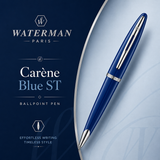 Waterman Carène Ballpoint Pen – Blue with Stainless Steel Trim