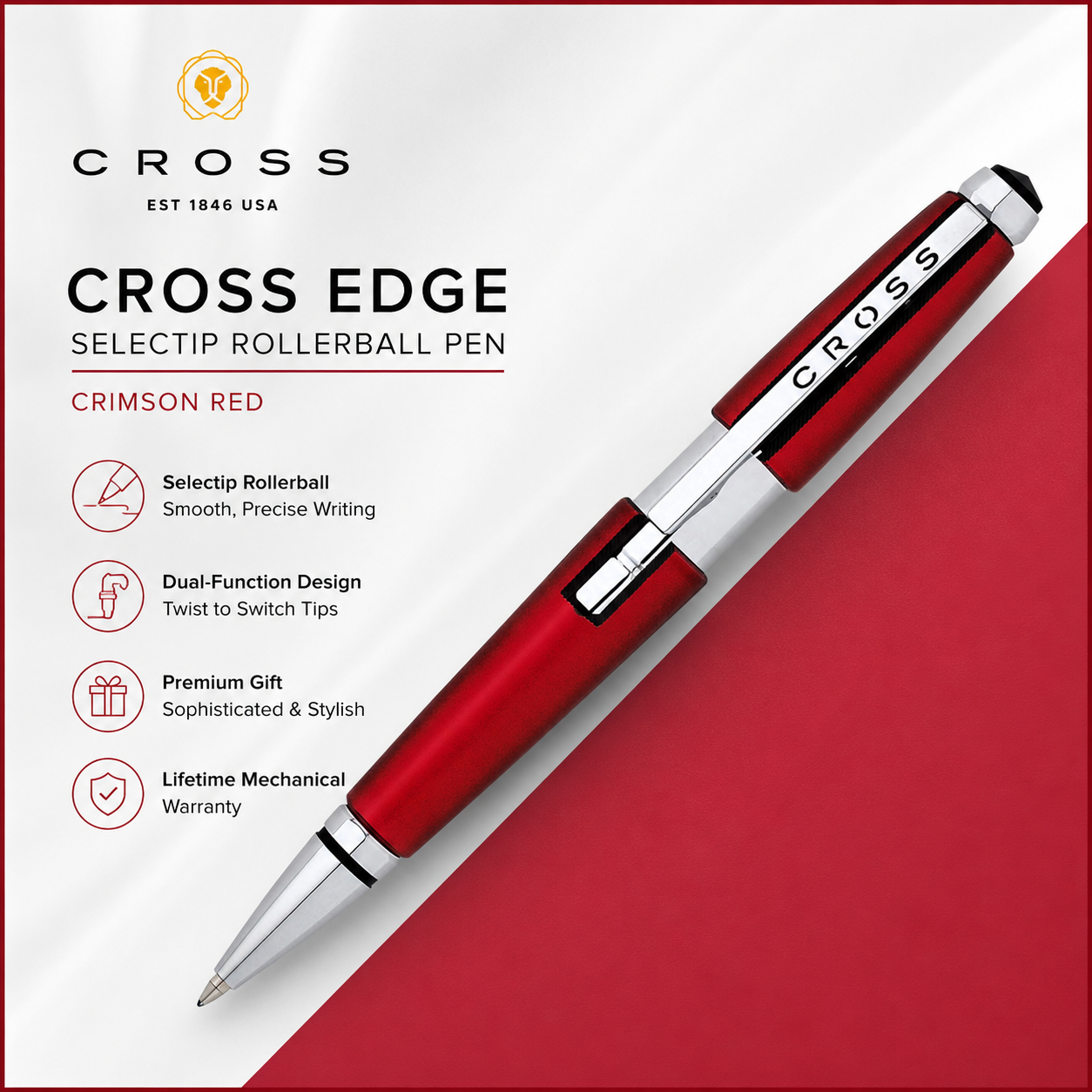 Cross Edge Selectip Rollerball Pen – Crimson Red