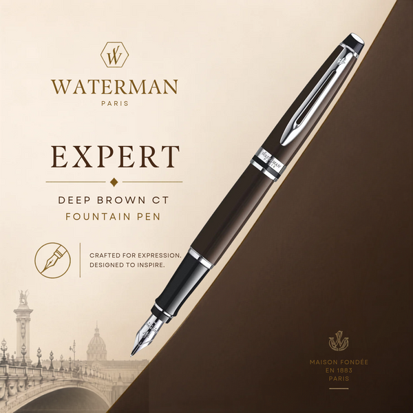 Waterman Expert Deep Brown CT Fountain Pen – Premium Writing Instrument