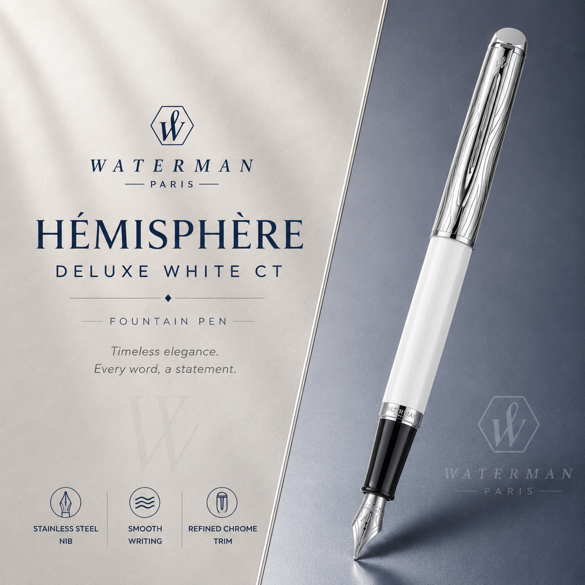 Waterman Hémisphère Deluxe White CT Fountain Pen