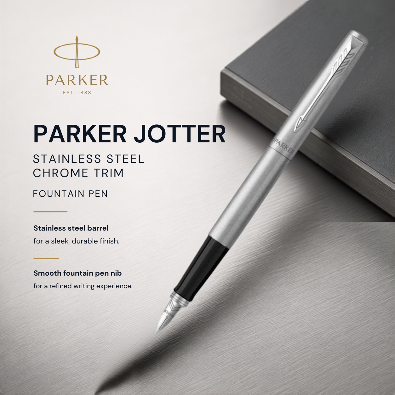 Parker Jotter Stainless Steel Chrome Trim Fountain Pen