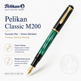 Pelikan Classic M200 Fountain Pen – Green-Marbled | Medium Nib