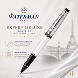 Waterman Expert Deluxe White CT Rollerball Pen – Premium Writing Instrument