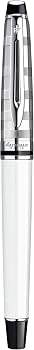 Waterman Expert Deluxe Fountain Pen – White with Chrome Trim (18K Gold Nib)