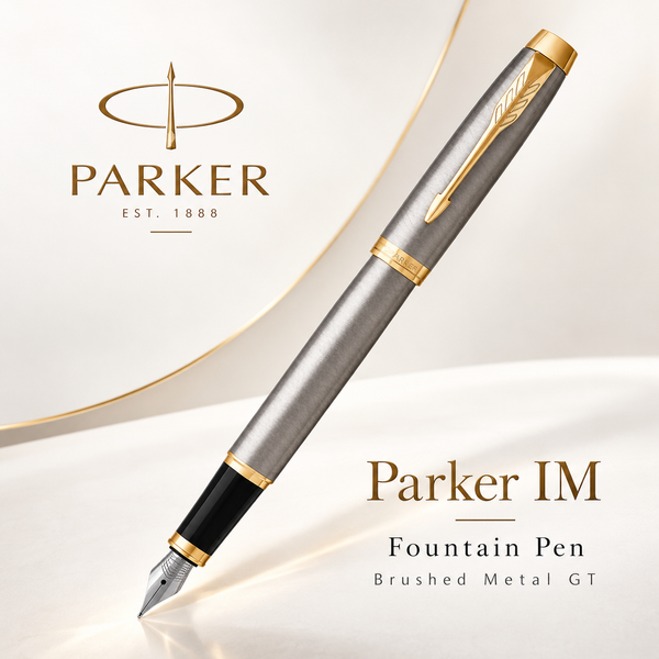 Parker IM Fountain Pen – Brushed Metal GT