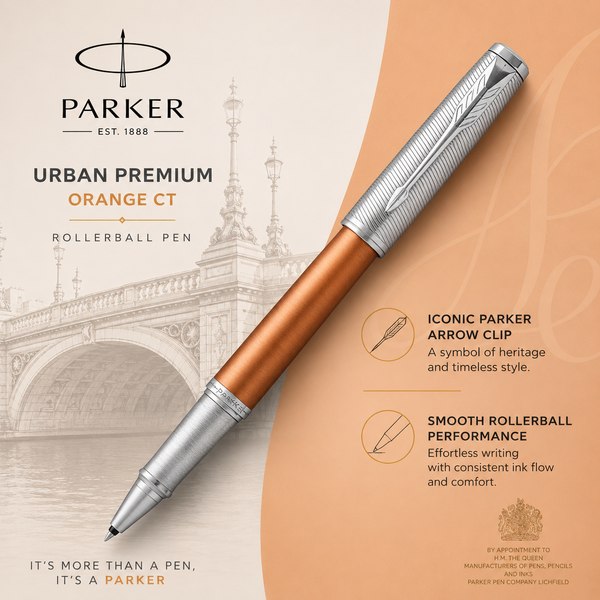 Parker Urban Premium rollerball pen, orange with chrome trim