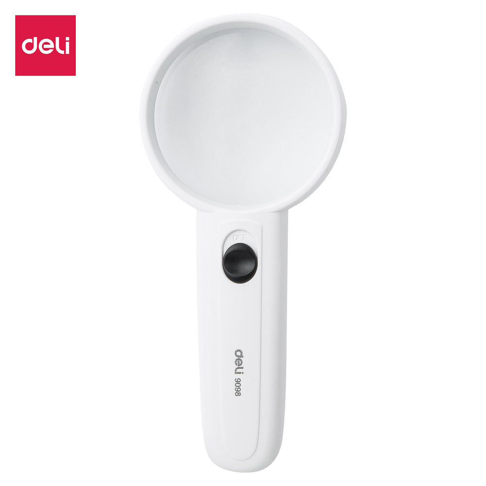 Deli E9098 LED Magnifier – 60mm Illuminated Handheld Magnifying Glass