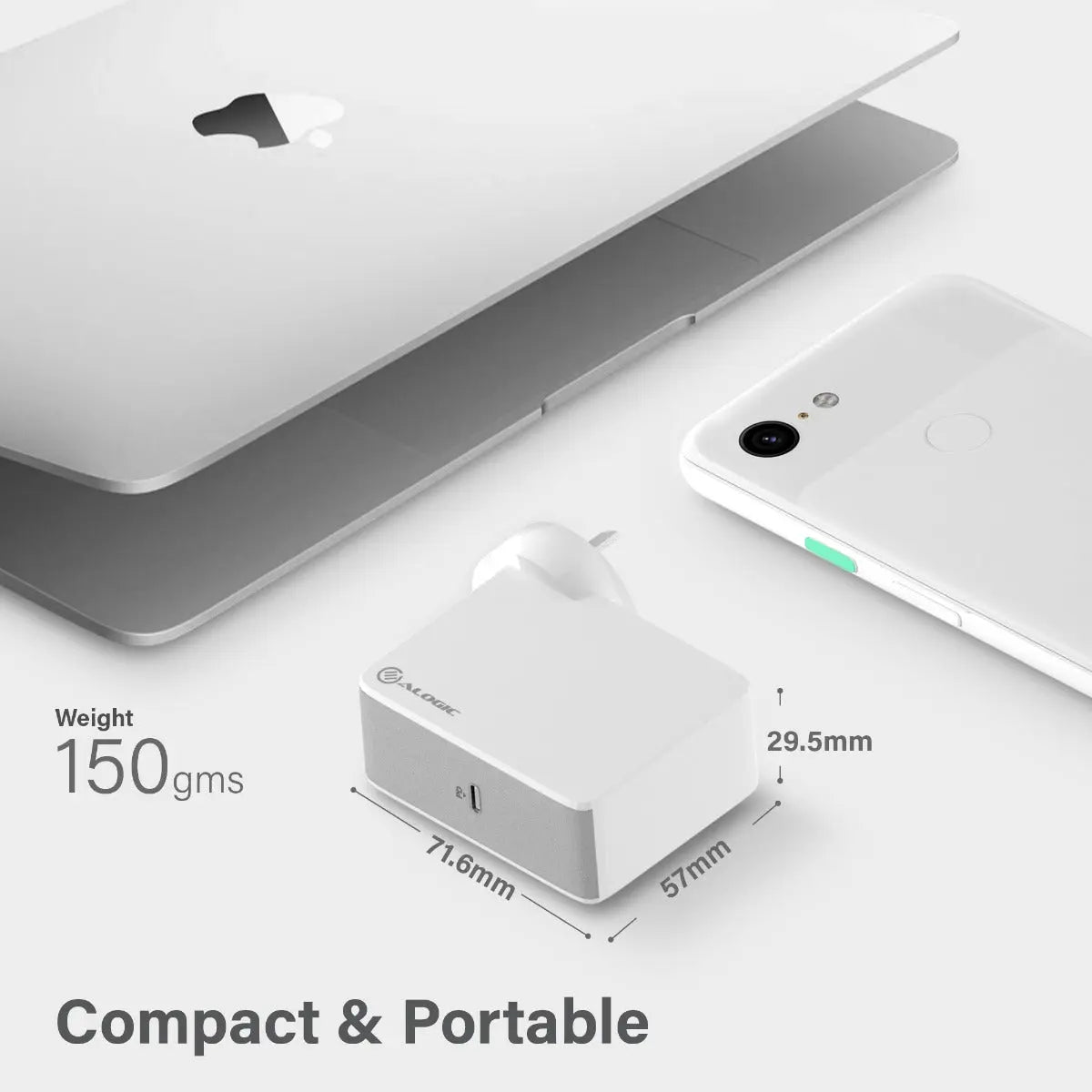 Alogic 60W USB-C Laptop & MacBook Charger – Travel Edition | AU, EU, UK, US Plugs + 2m Cable