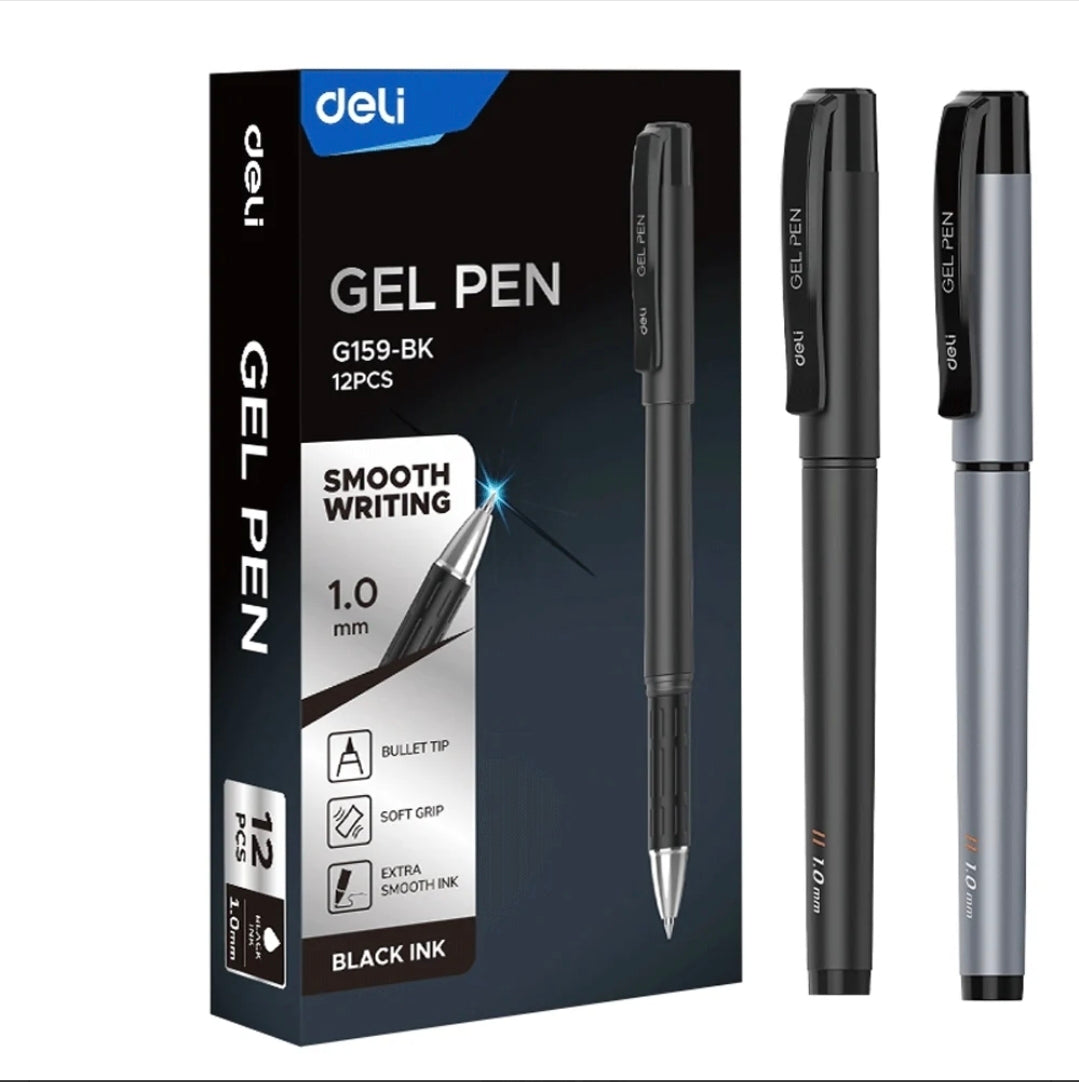 Deli EG159 Office Gel Pen – 1.0mm Bullet Tip (Blue & Black)