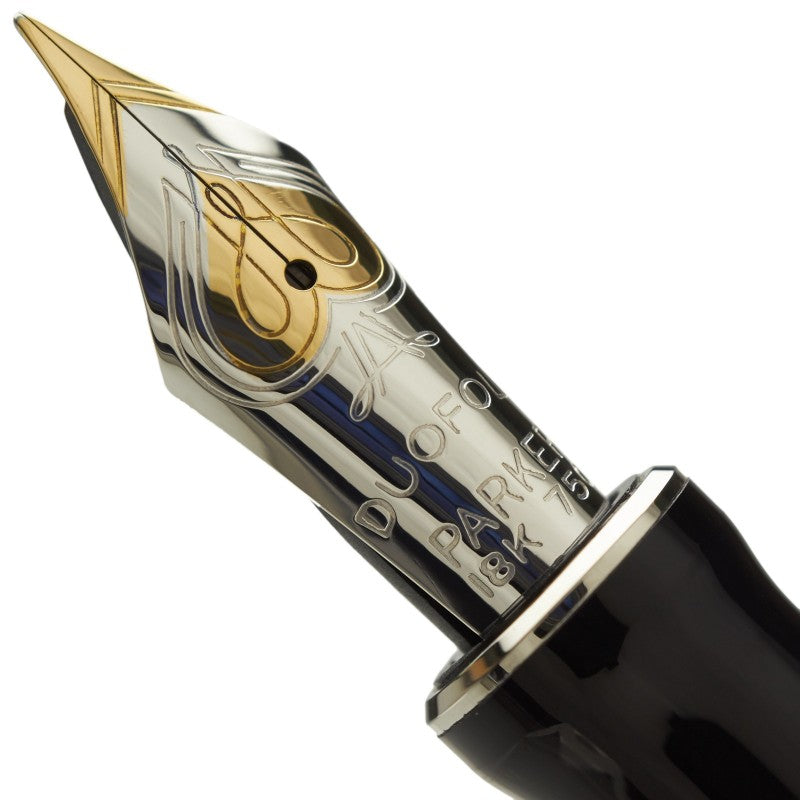 Parker Duofold Classic Black Fountain Pen – 18K Gold Nib | 23K Gold Trim