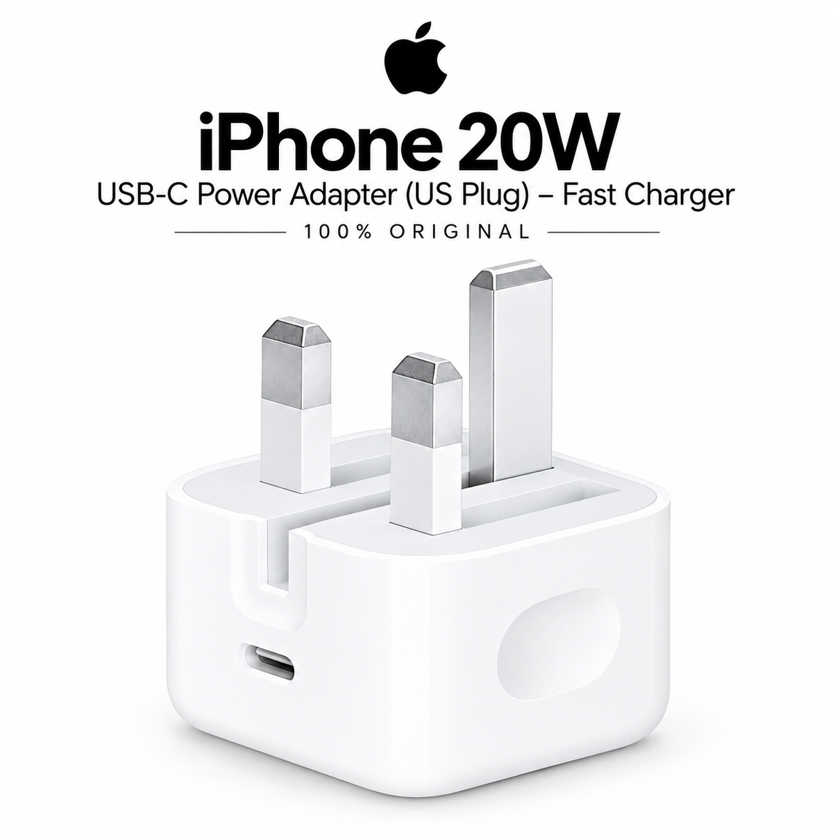 Apple iPhone 20W USB-C Power Adapter (US Plug) – Original Fast Charger. 100%Original