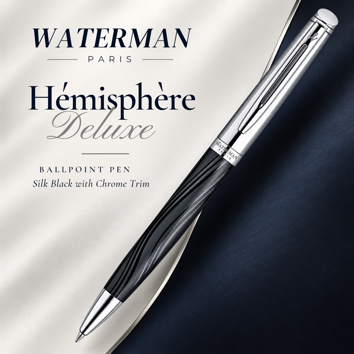 Waterman Hémisphère Deluxe Ballpoint Pen – Silk Black with Chrome Trim