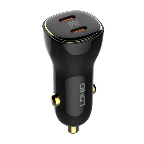 LDNIO C104 60W Dual USB-C PD Fast Car Charger – Original | Super Fast Charging