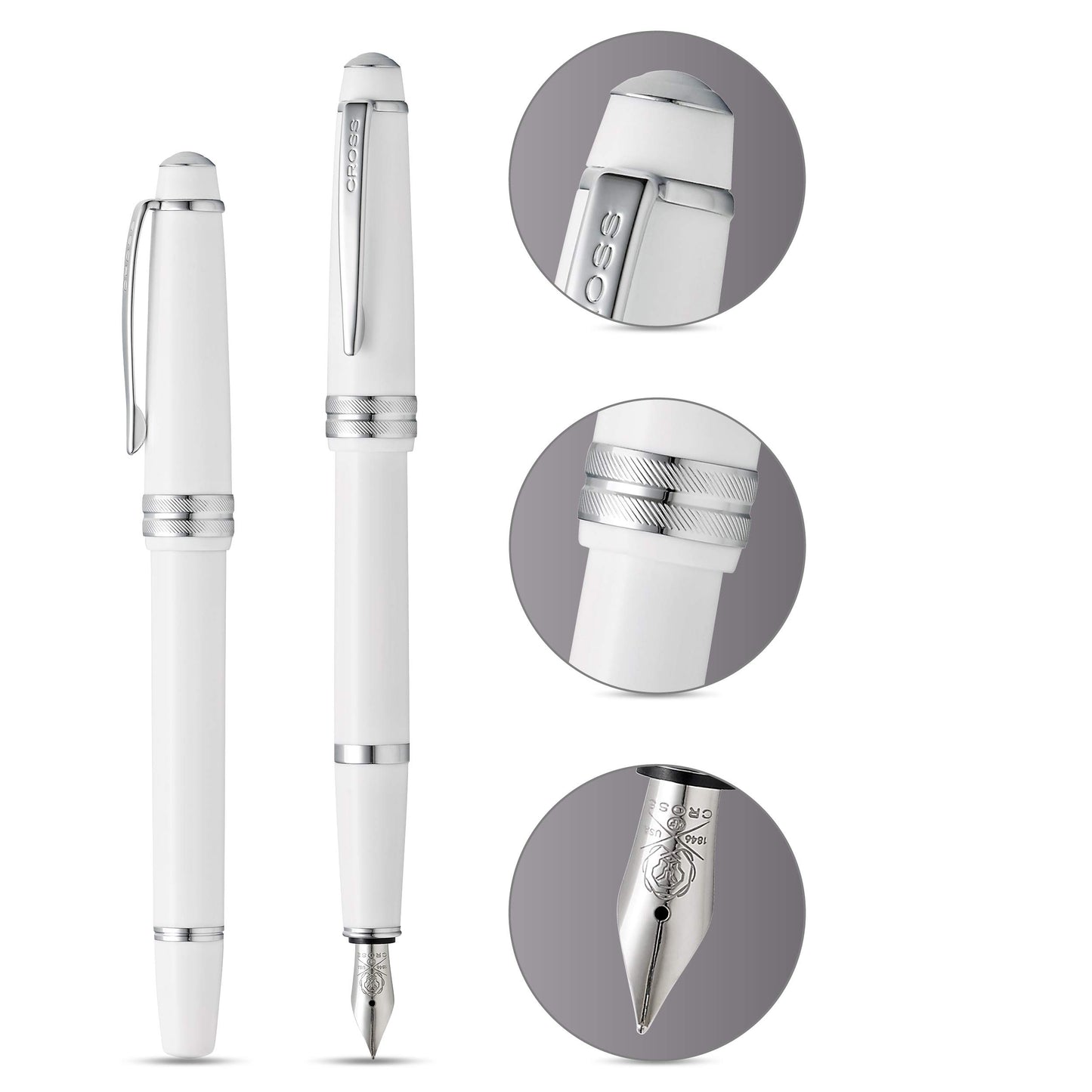 Cross Bailey Light Polished White Resin Fountain Pen