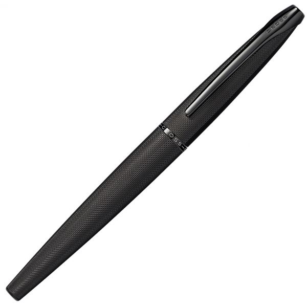 Cross ATX Brushed Black PVD Fountain Pen with Etched Diamond Pattern & Stainless Steel/Black Nib – 886-41