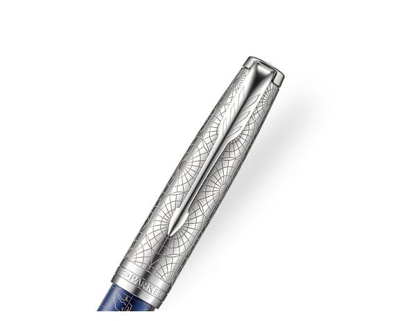 Parker Sonnet Blue Silver CT 18K Atlas Rollerball Pen