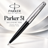 Parker 51 Chrome Trim Black Ballpoint Pen