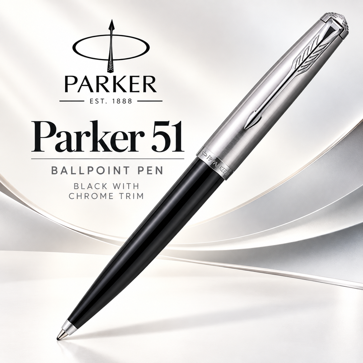Parker 51 Chrome Trim Black Ballpoint Pen