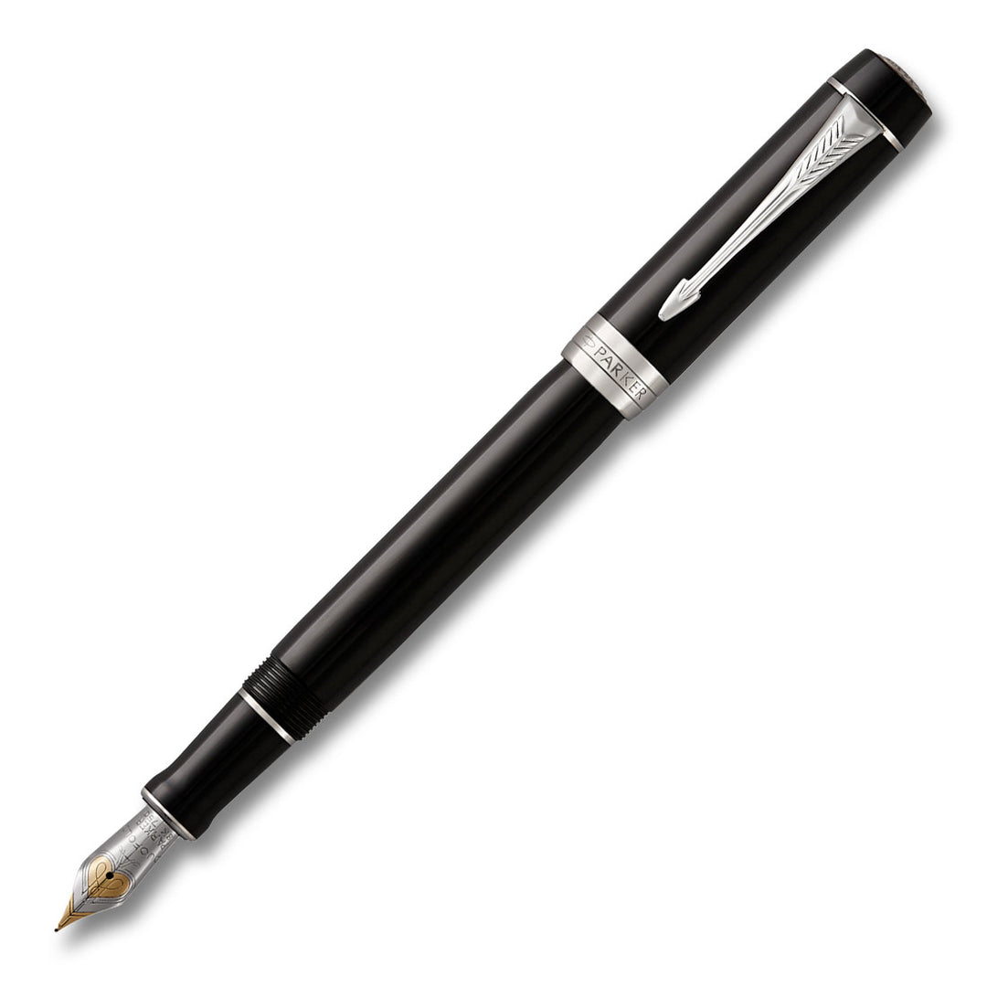 Parker Duofold Classic Black Fountain Pen – 18K Gold Nib | 23K Gold Trim