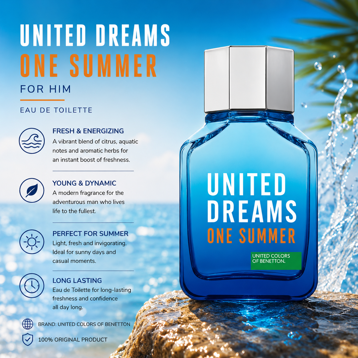 Benetton United Dreams One Summer For Him Edt Perfume For Men 100Ml