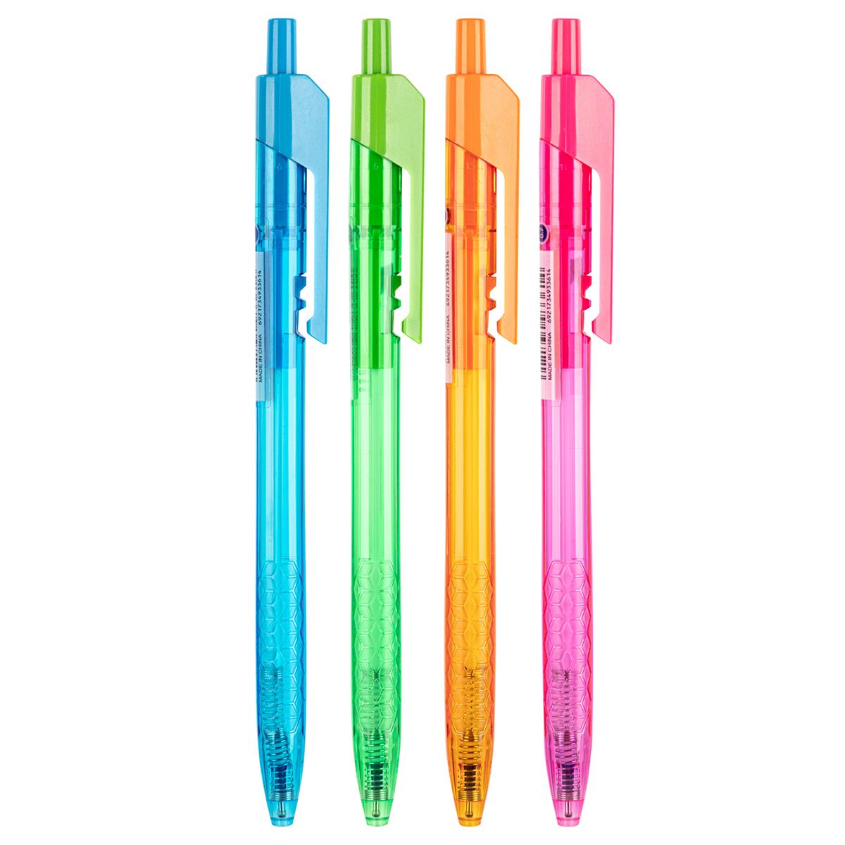 Deli Arrow EQ02736 Retractable Ballpoint Pens – 0.7mm | Blue Ink | Assorted Colours | 50-Piece Jar