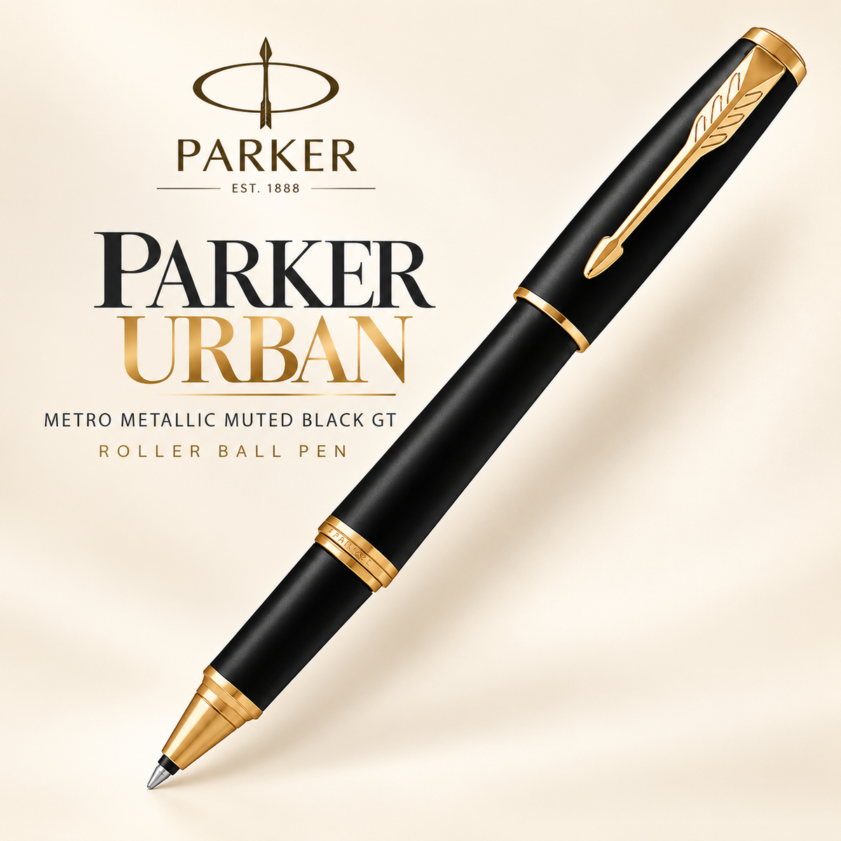 Parker Urban Metro Metallic Muted Black GT Roller Ball Pen