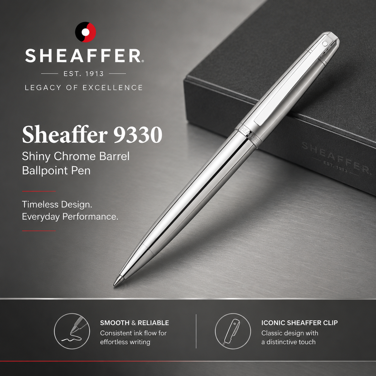 Sheaffer 9333 Ballpoint Pen – Glossy Chrome Cap