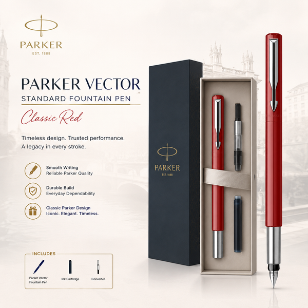 Parker Vector Standard Fountain Pen – Classic Red