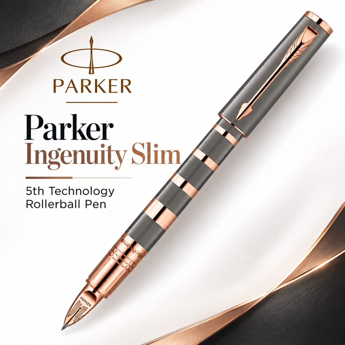 Parker Ingenuity Slim 5th Technology Rollerball Pen | Taupe & Metal GT, Fine