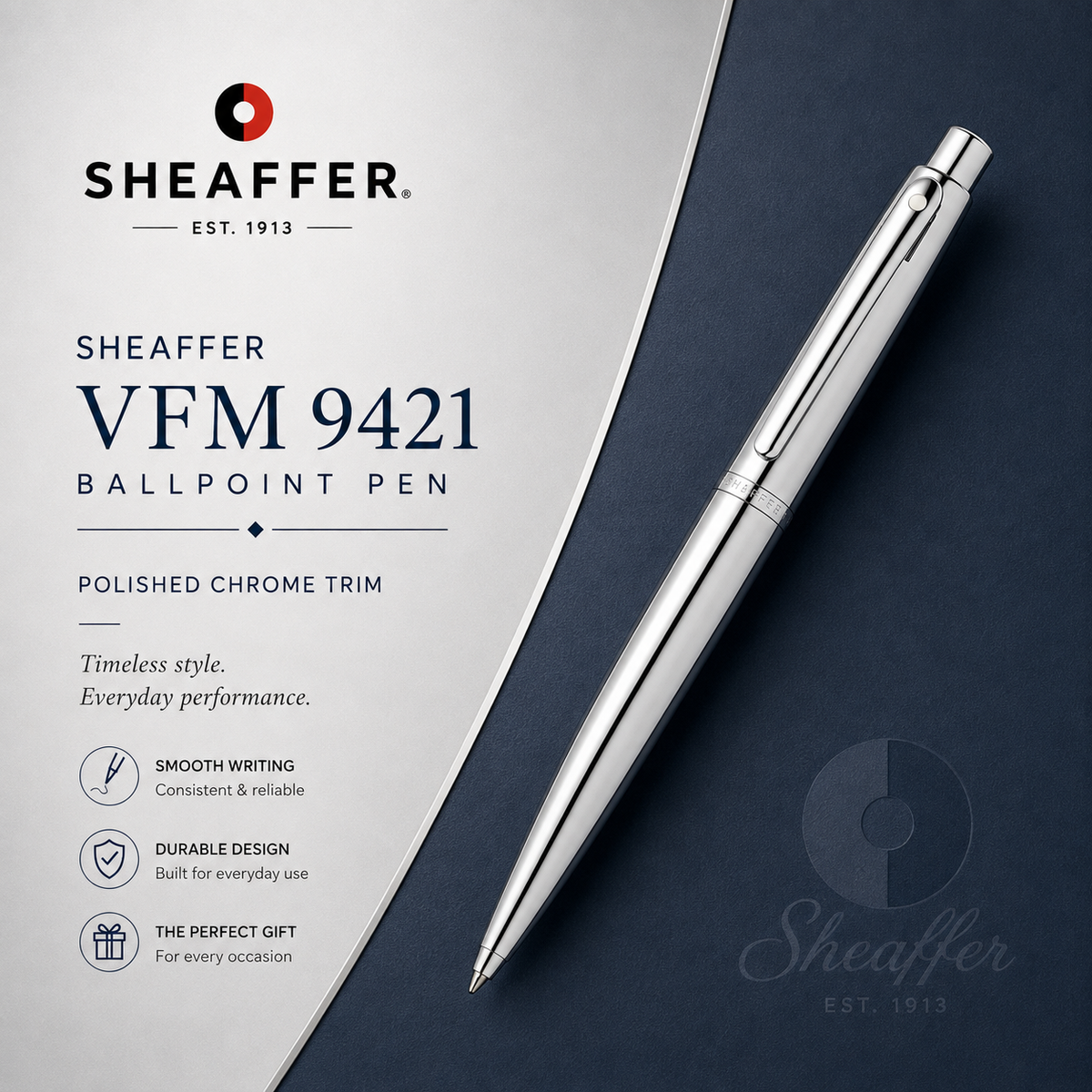 Sheaffer VFM 9421 Ballpoint Pen – Polished Chrome Trim