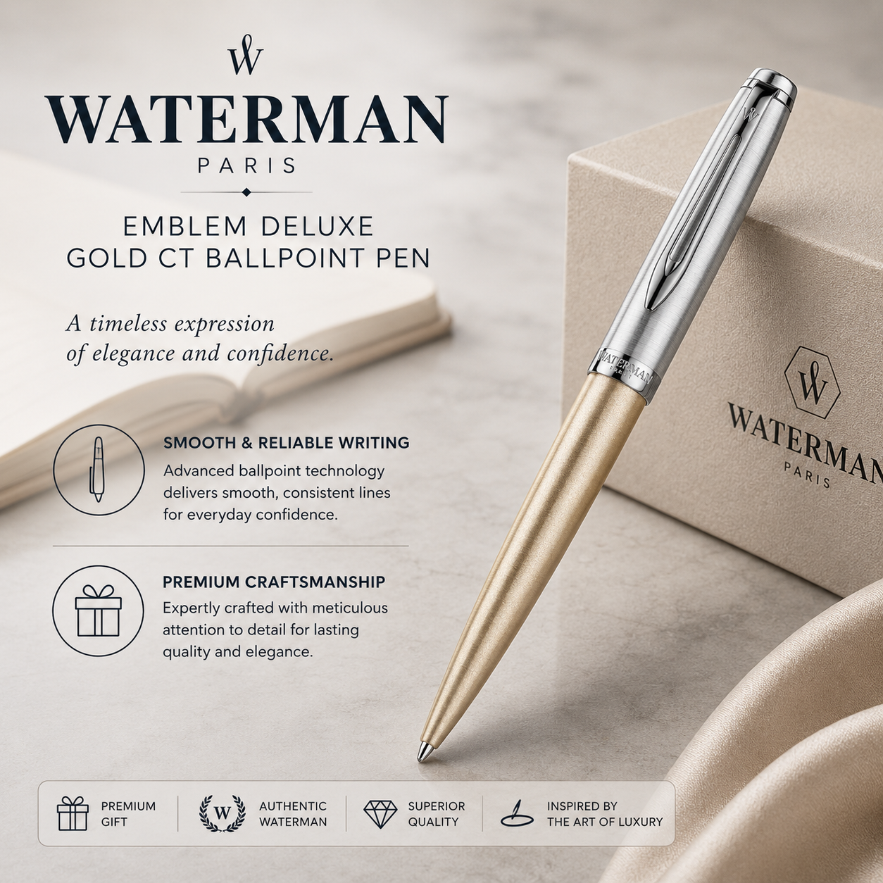 Waterman Emblem Deluxe Gold CT Ballpoint Pen