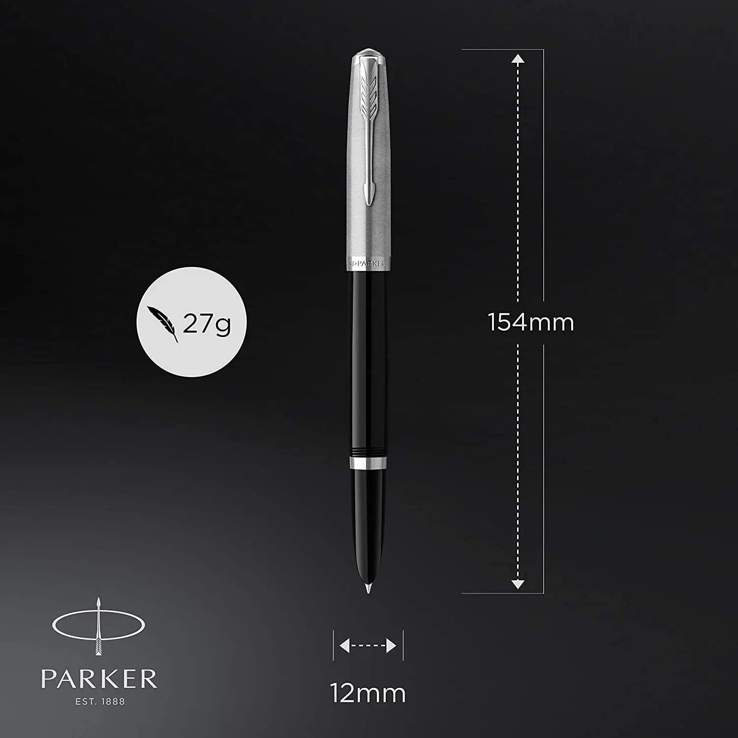 Parker 51 Rebirth Fountain Pen – Black with Chrome Trim | Premium Fountain Pen
