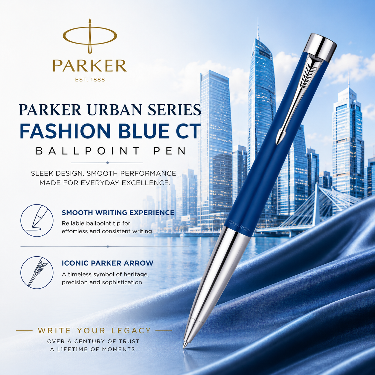 Parker Urban Metal Series Fashion Blue CT Ballpoint Pen