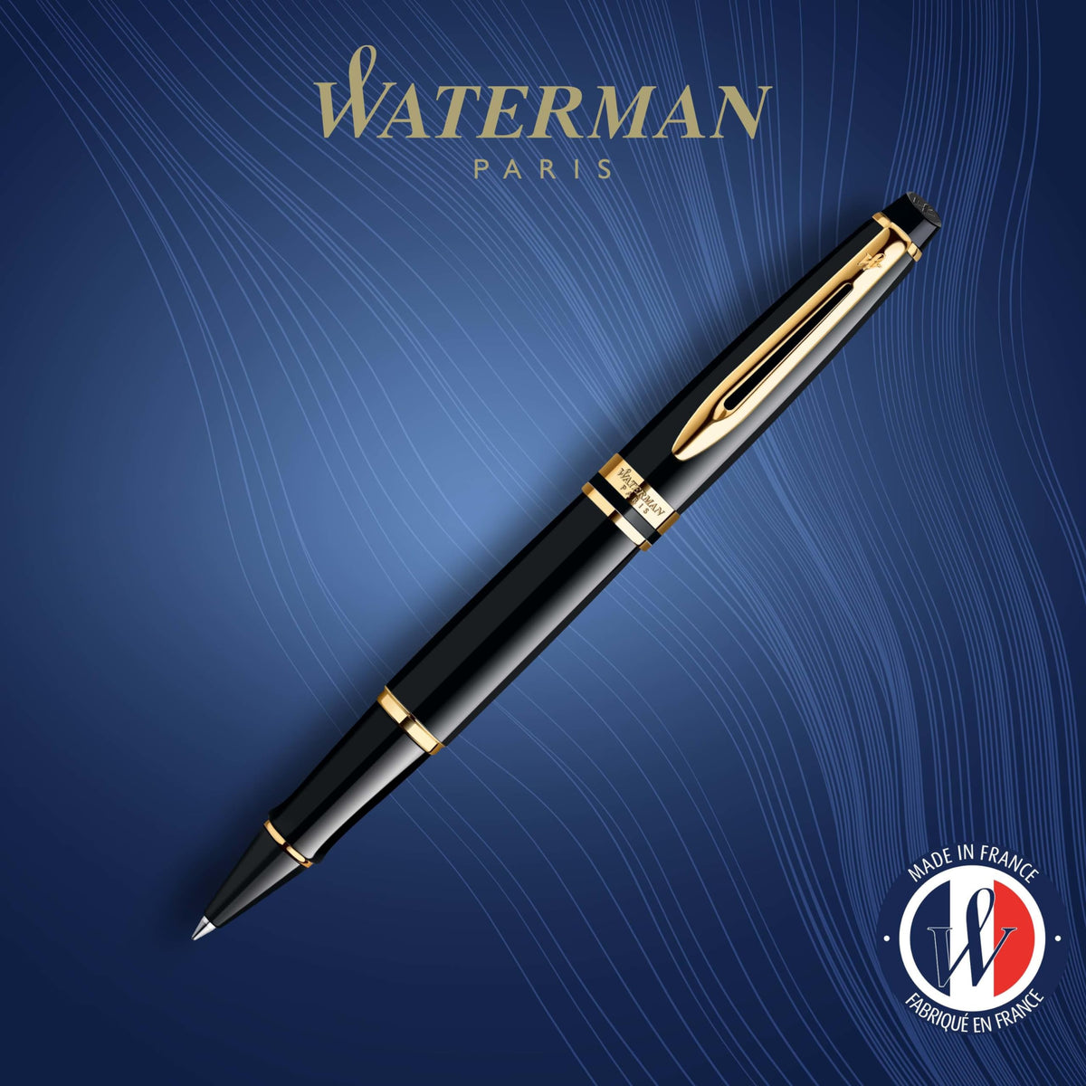 Waterman Expert Rollerball Pen – Black with Gold Trim