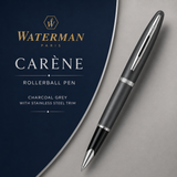 Waterman Carène Rollerball Pen – Charcoal Grey with Stainless Steel Trim