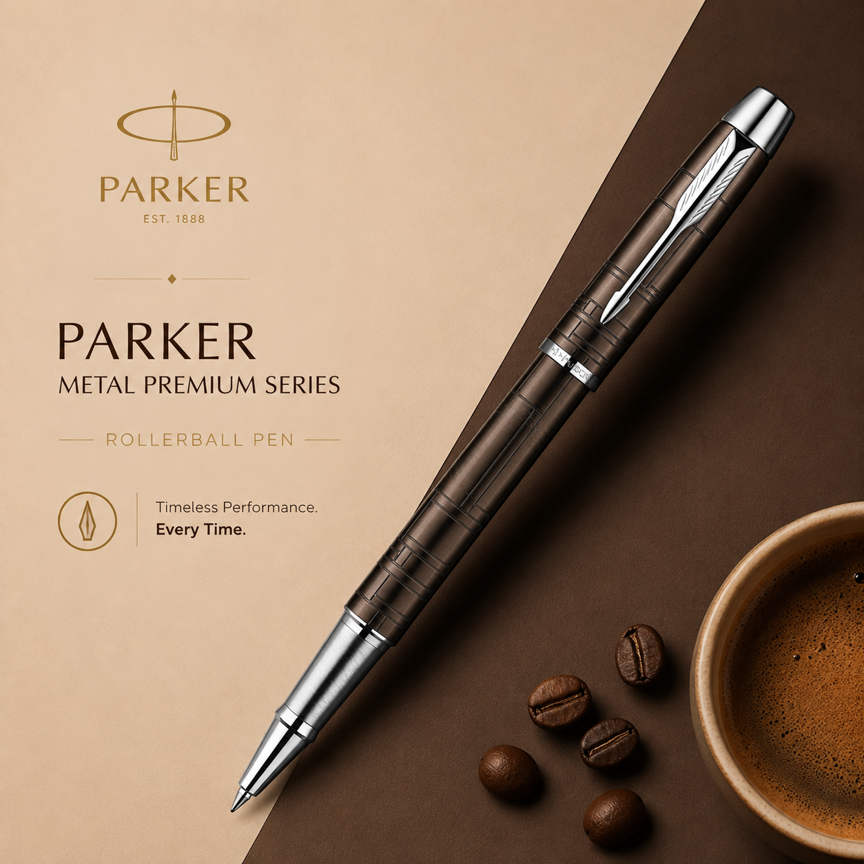 Parker Metal Premium Series Rollerball Pen – Metallic Brown CT
