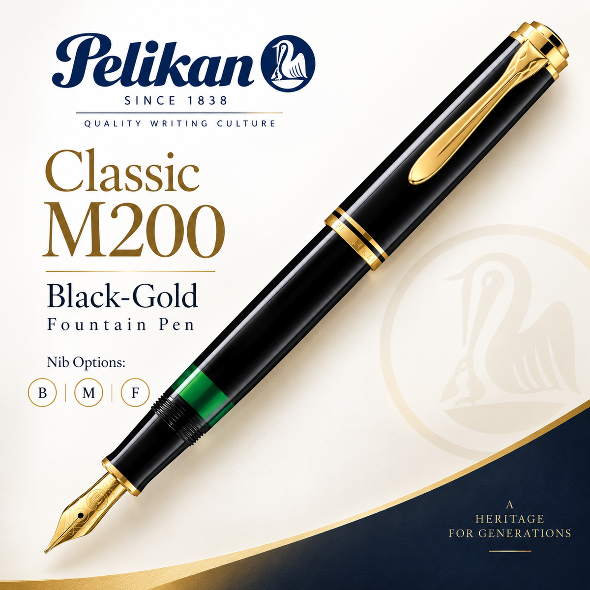 Pelikan Classic M200 Black-Gold Fountain Pen
